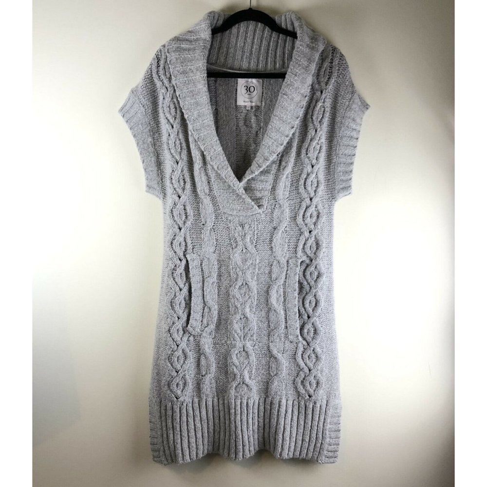 Part Two Copenhagen Gray Short Sleeved Cable Tunic